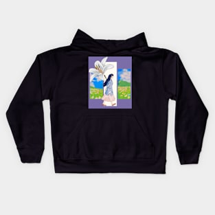 An aesthetic anime girl and flowers Kids Hoodie